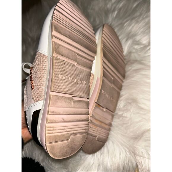Michael Kors Womens Allie Trainer Pink Leather Lace-Up Sneaker Shoes Size 6 - Picture 5 of 6